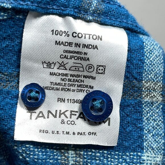 Tank Farm & Co. Teen XXL Blue Plaid Long Sleeve Button Down Flannel Shirt - Picture 10 of 11